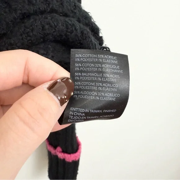 Anthropologie Maeve Mock Neck Sweater Black with Pink Trim Size Small - Picture 3 of 5